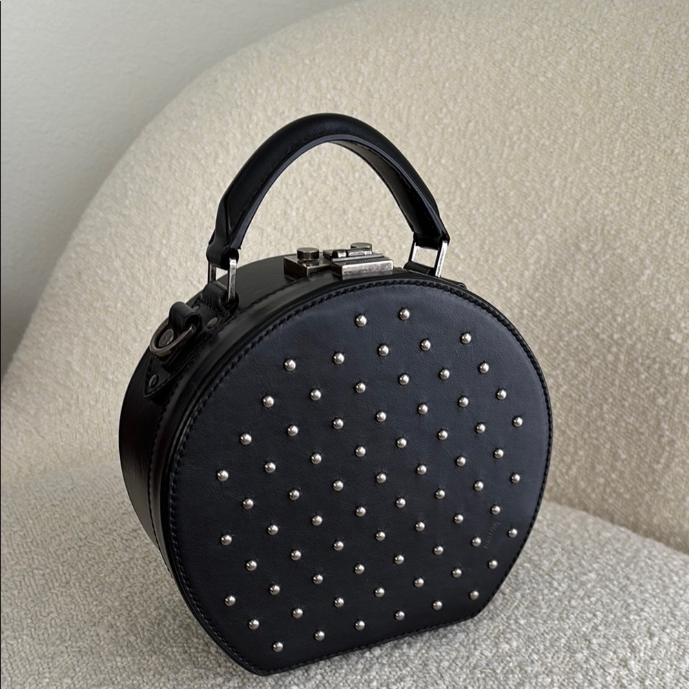 Saint Laurent Black Leather Bag with Silver Hardware